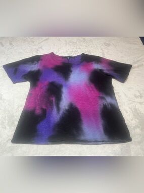 Veronica Beard Women Tie-Dye Tee - Black, Purple & Pink